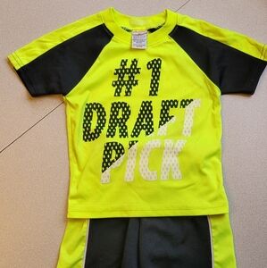 2T Neon Yellow Boys T-Shirt and Short Set - #1 Draft Pick